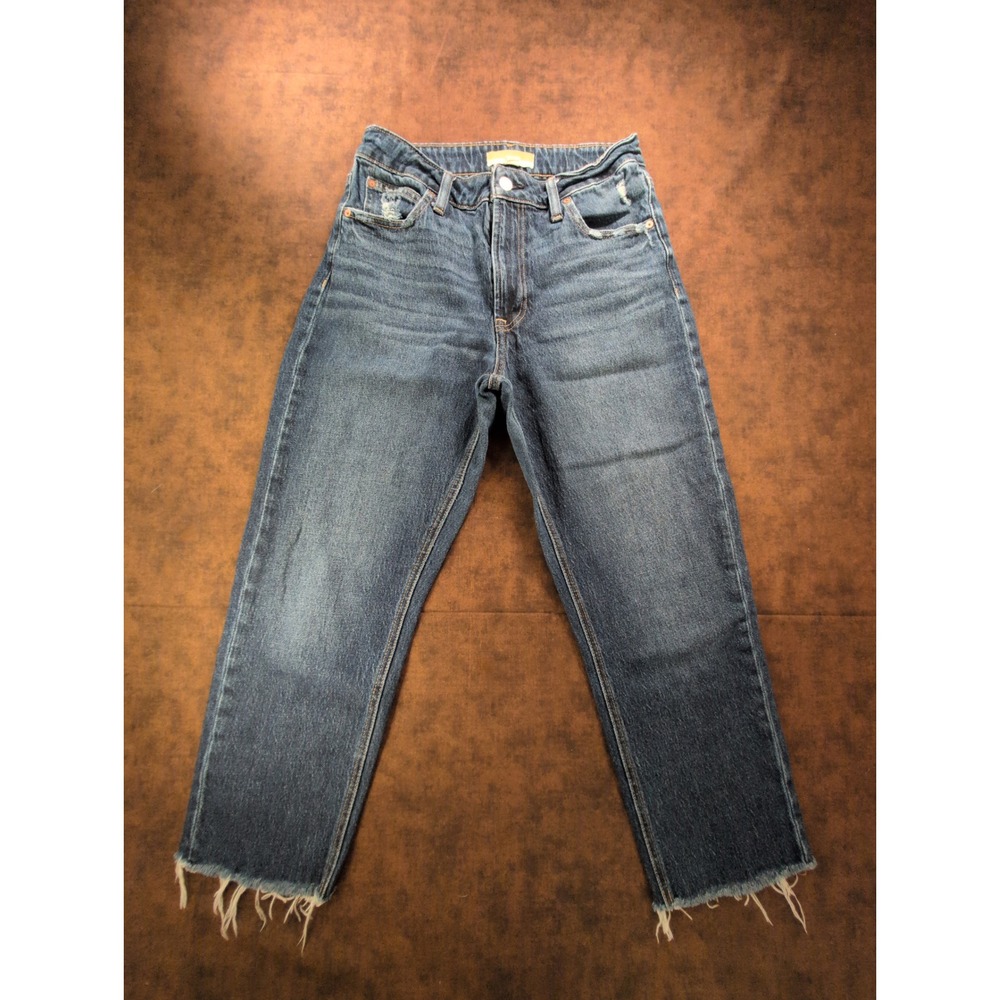 Maurices Goldie Blues Dark Wash Cheeky Taper Ankle High Rise Distressed Jeans 8S